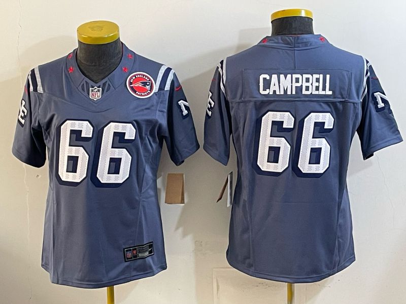 Women 2026 New England Patriots #66 Campbell blue Throwback Limited Nike NFL Jersey style 02